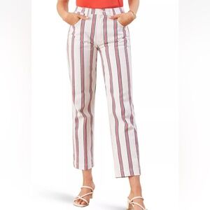REFORMATION Grenada Stripe White Navy Red ROPER Straight Crop Jeans size 30 NWT